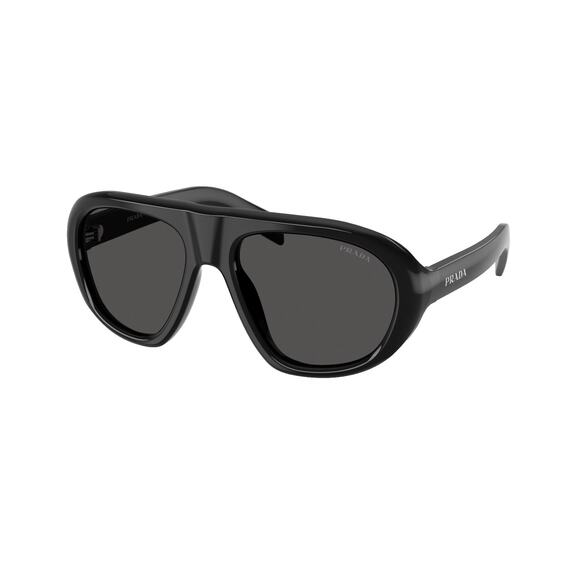 New PRADA Sunglasses PR C05S 16K08Z Black 2025 Collection Aviator Shield Mask - Picture 1 of 9